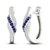 Thumbnail Image 0 of Blue Sapphire & Diamond Hoop Earrings 1/10 ct tw 10K White Gold