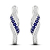 Thumbnail Image 2 of Blue Sapphire & Diamond Hoop Earrings 1/10 ct tw 10K White Gold