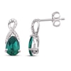 Thumbnail Image 1 of Lab-Created Emerald & White Lab-Created Sapphire Earrings Sterling Silver