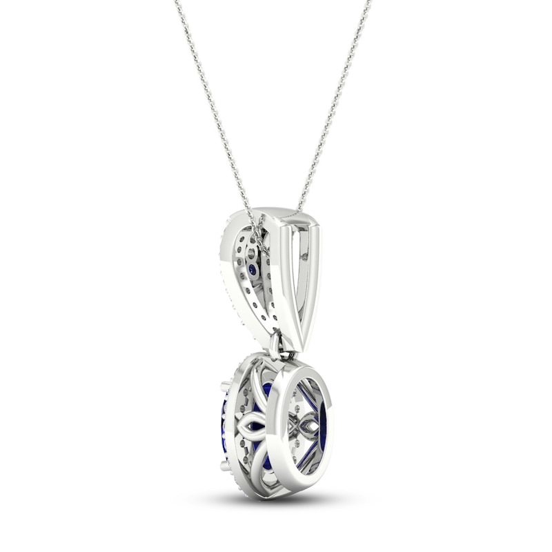 Blue Sapphire & Diamond Necklace 1/15 ct tw 10K White Gold 18"