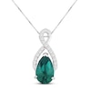 Thumbnail Image 1 of Lab-Created Emerald & White Lab-Created Sapphire Necklace Sterling Silver 18&quot;