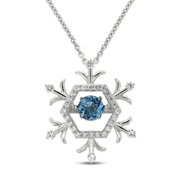 Unstoppable Love Swiss Blue Topaz & White Lab-Created Sapphire Snowflake Necklace Sterling Silver 18&quot;