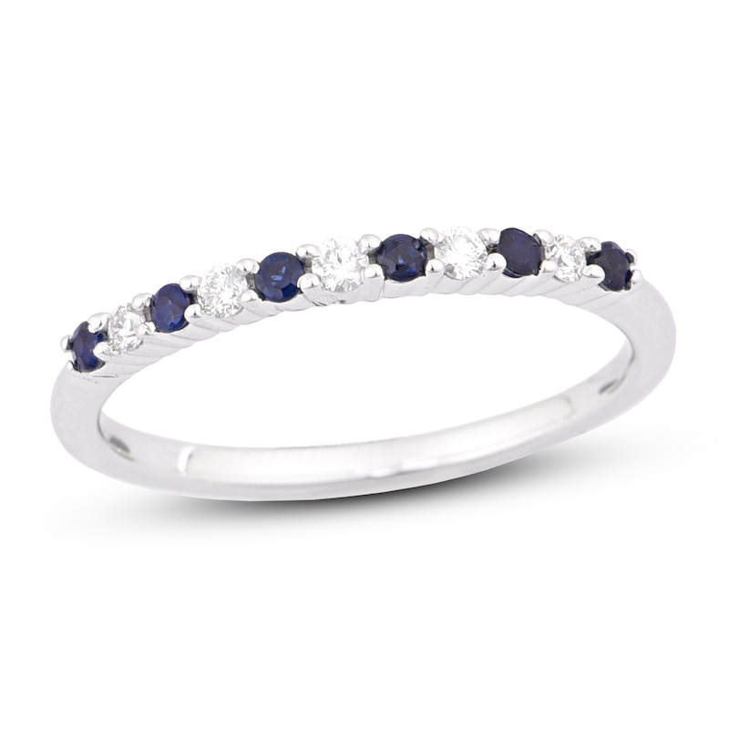 Blue Sapphire & Diamond Ring 1/10 ct tw 10K White Gold | Kay Outlet