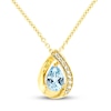 Thumbnail Image 0 of Aquamarine & White Lab-Created Sapphire Necklace Sterling Silver/14K Yellow Gold Plating 18"