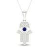 Thumbnail Image 0 of Blue/White Lab-Created Sapphire Hamsa Necklace Sterling Silver 18"