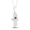 Thumbnail Image 1 of Blue/White Lab-Created Sapphire Hamsa Necklace Sterling Silver 18"