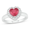 Thumbnail Image 1 of Lab-Created Ruby & White Lab-Created Sapphire Heart Ring Sterling Silver