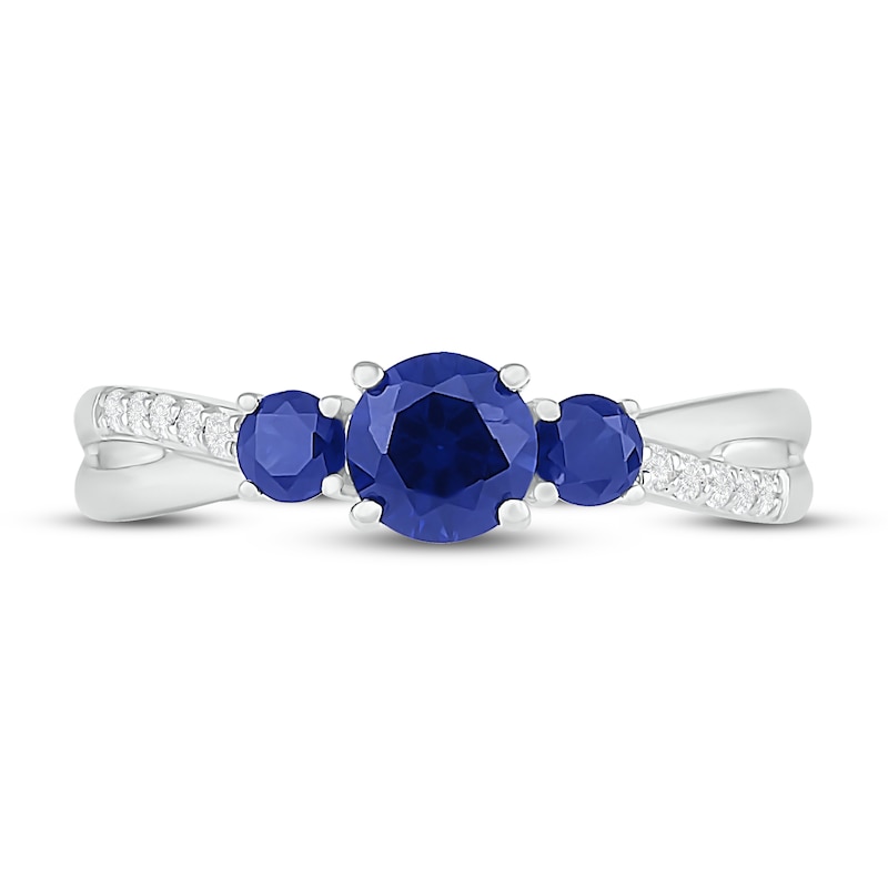 Main Image 2 of Blue & White Lab-Created Sapphire Ring Sterling Silver