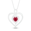 Thumbnail Image 0 of Lab-Created Ruby & White Lab-Created Sapphire Heart Necklace Sterling Silver 18"