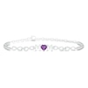 Thumbnail Image 1 of Amethyst & White Lab-Created Sapphire Heart Bracelet Sterling Silver 8&quot;