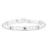 Thumbnail Image 1 of Amethyst & White Lab-Created Sapphire Mom Bracelet Sterling Silver 7.25&quot;