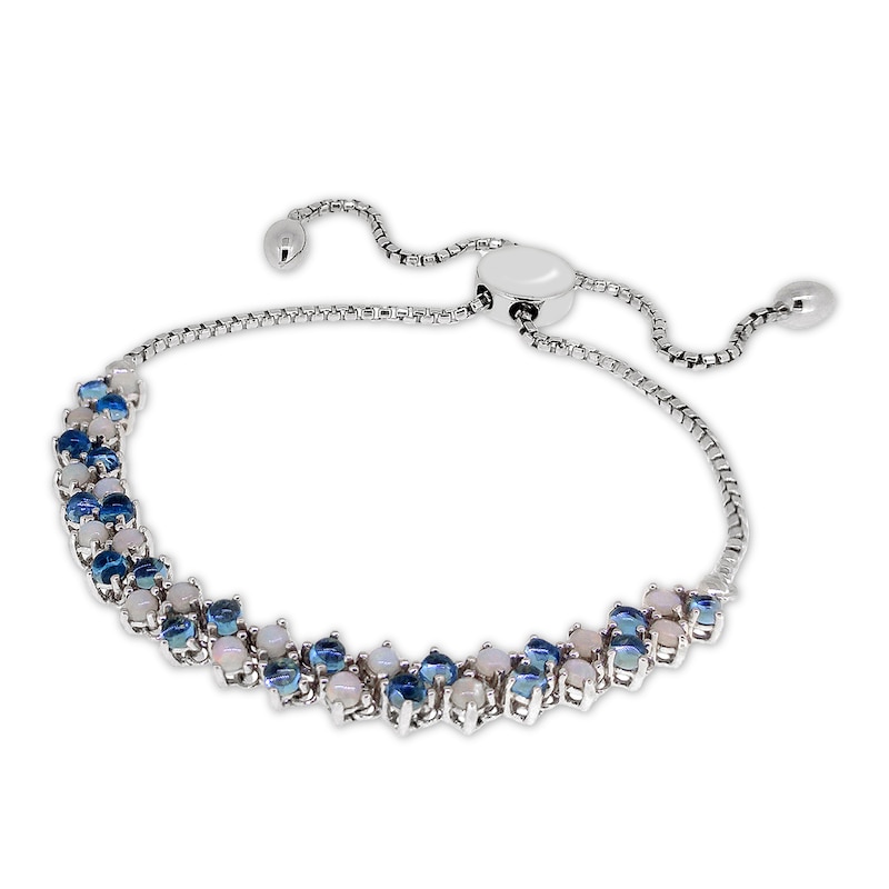 Opal & Swiss Blue Topaz Bolo Bracelet Round-Cut Sterling Silver | Kay ...