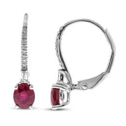 Ruby & Diamond Earrings 1/8 ct tw 10K White Gold