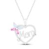 Thumbnail Image 1 of Lab-Created Opal/ Pink & White Lab-Created Sapphire Mom Necklace Sterling Silver 18&quot;