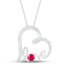 Thumbnail Image 1 of Lab-Created Ruby & White Lab-Created Sapphire Heart Necklace Sterling Silver 18&quot;