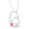 Thumbnail Image 2 of Lab-Created Ruby & White Lab-Created Sapphire Heart Necklace Sterling Silver 18&quot;