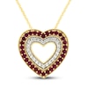 Thumbnail Image 1 of Lab-Created Ruby & White Lab-Created Sapphire Heart Necklace Sterling Silver/14K Yellow Gold Plated 18&quot;