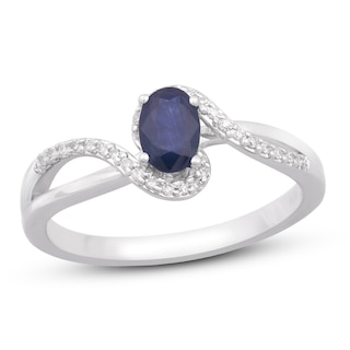 Blue Sapphire Ring 1/15 ct tw Diamonds 10K White Gold | Kay Outlet