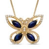 Thumbnail Image 1 of Blue & White Lab-Created Butterfly Necklace Sterling Silver/18K Yellow Gold Plated 18&quot;