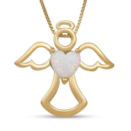 Lab-Created Opal Angel Necklace Sterling Silver/18K Yellow Gold Plated 18&quot;