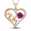 Thumbnail Image 1 of Lab-Created Ruby & White Lab-Created Mom Heart Necklace Sterling Silver/18K Gold Plated 18&quot;