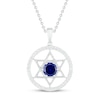 Thumbnail Image 1 of Blue/White Lab-Created Star of David Necklace Round-Cut Sterling Silver 18&quot;