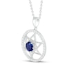 Thumbnail Image 2 of Blue/White Lab-Created Star of David Necklace Round-Cut Sterling Silver 18&quot;