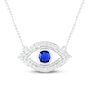 Thumbnail Image 1 of Blue & White Lab-Created Sapphire Evil Eye Necklace Sterling Silver 18&quot;