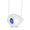 Thumbnail Image 2 of Blue & White Lab-Created Sapphire Evil Eye Necklace Sterling Silver 18&quot;