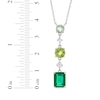 Thumbnail Image 3 of Vibrant Shades Lab-Created Emerald, Peridot, Green Quartz, White Lab-Created Sapphire Necklace Sterling Silver 18&quot;