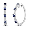 Thumbnail Image 0 of Blue & White Lab-Created Sapphire Hoop Earrings Sterling Silver