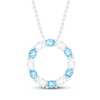 Thumbnail Image 1 of Blue Topaz & White Lab-Created Sapphire Circle Necklace Sterling Silver 18&quot;