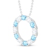 Thumbnail Image 2 of Blue Topaz & White Lab-Created Sapphire Circle Necklace Sterling Silver 18&quot;