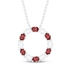 Thumbnail Image 0 of Garnet & White Lab-Created Sapphire Circle Necklace Sterling Silver 18"