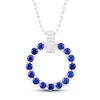 Thumbnail Image 1 of Blue & White Lab-Created Sapphire Circle Necklace Sterling Silver 18&quot;