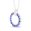 Thumbnail Image 2 of Blue & White Lab-Created Sapphire Circle Necklace Sterling Silver 18&quot;