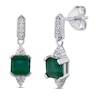 Thumbnail Image 1 of Lab-Created Emerald & White Lab-Created Sapphire Earrings Sterling Silver