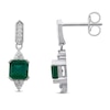 Thumbnail Image 2 of Lab-Created Emerald & White Lab-Created Sapphire Earrings Sterling Silver