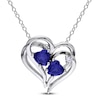 Thumbnail Image 0 of Blue Lab-Created Sapphire & Diamond Double Heart Necklace Sterling Silver 18"