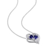 Thumbnail Image 1 of Blue Lab-Created Sapphire & Diamond Double Heart Necklace Sterling Silver 18"