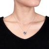 Thumbnail Image 2 of Blue Lab-Created Sapphire & Diamond Double Heart Necklace Sterling Silver 18"