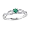 Thumbnail Image 1 of Lab-Created Emerald & Diamond Ring 1/15 ct tw Round-Cut Sterling Silver