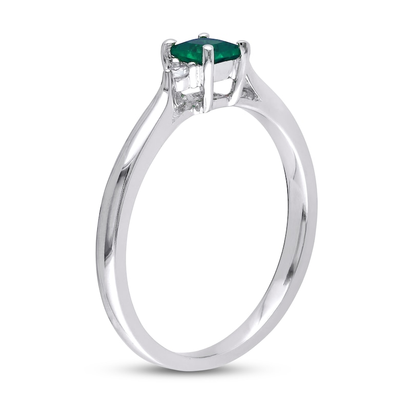 Lab-Created Emerald & Diamond Ring Sterling Silver