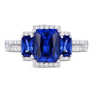 Blue & White Lab-Created Sapphire Ring Sterling Silver | Kay Outlet