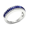 Thumbnail Image 1 of Blue Sapphire Ring 1/10 ct tw Diamonds 10K White Gold