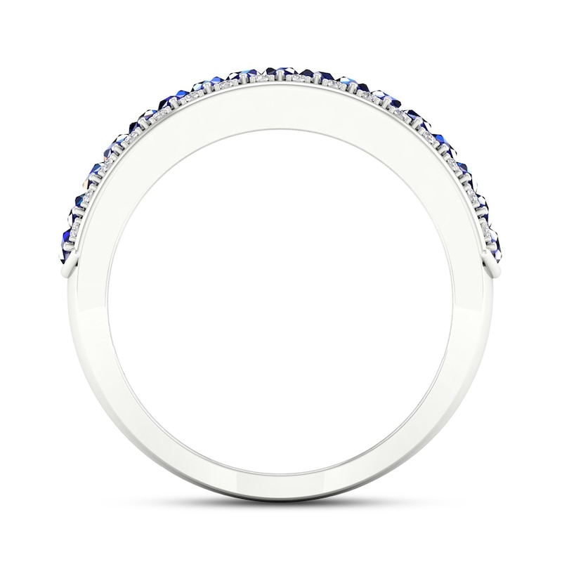 Blue Sapphire Ring 1/10 ct tw Diamonds 10K White Gold