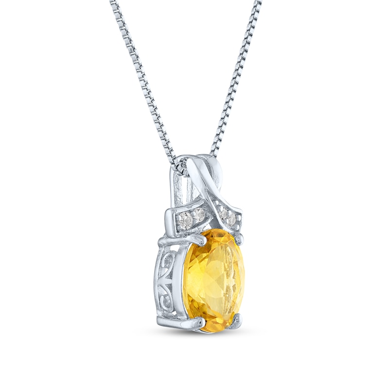 Main Image 2 of Citrine & White Lab-Created Sapphire Necklace Sterling Silver 18&quot;