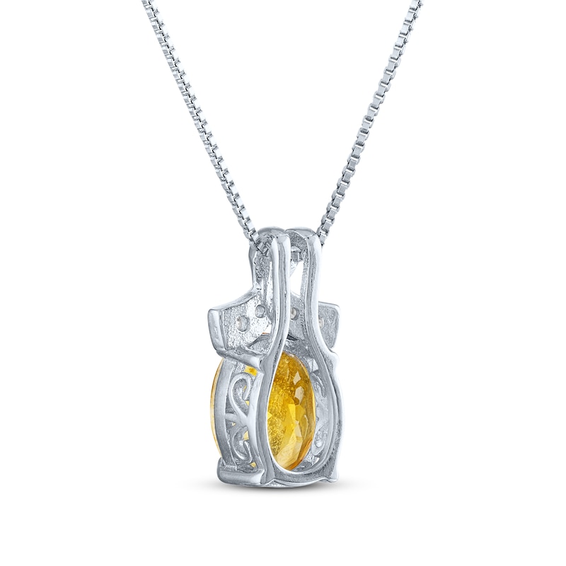 Main Image 3 of Citrine & White Lab-Created Sapphire Necklace Sterling Silver 18&quot;