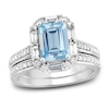 Thumbnail Image 0 of Aquamarine & Diamond Ring 3/8 ct tw Emerald/Round/Baguette-Cut 10K White Gold