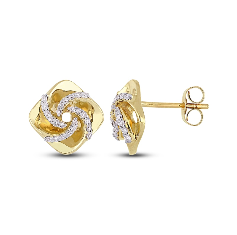 Diamond Earrings 1/15 ct tw Round-cut 10K Yellow Gold